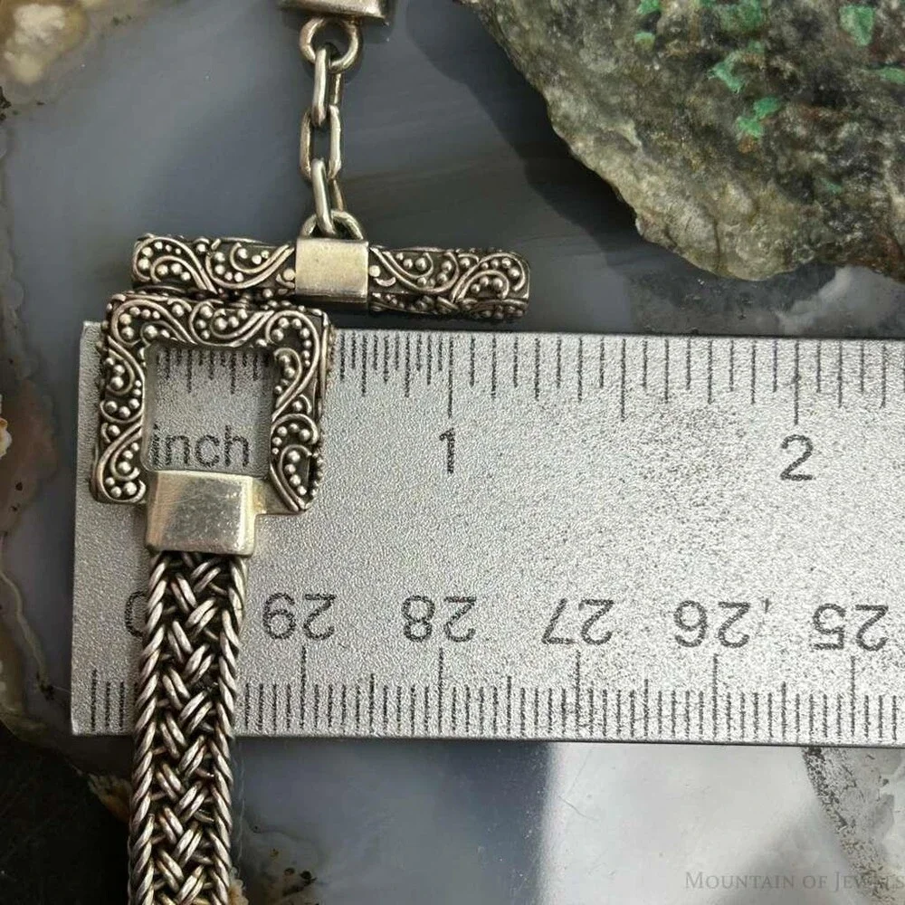 Vintage Silver Woven Chain Decorated Toggle Clasp 17
